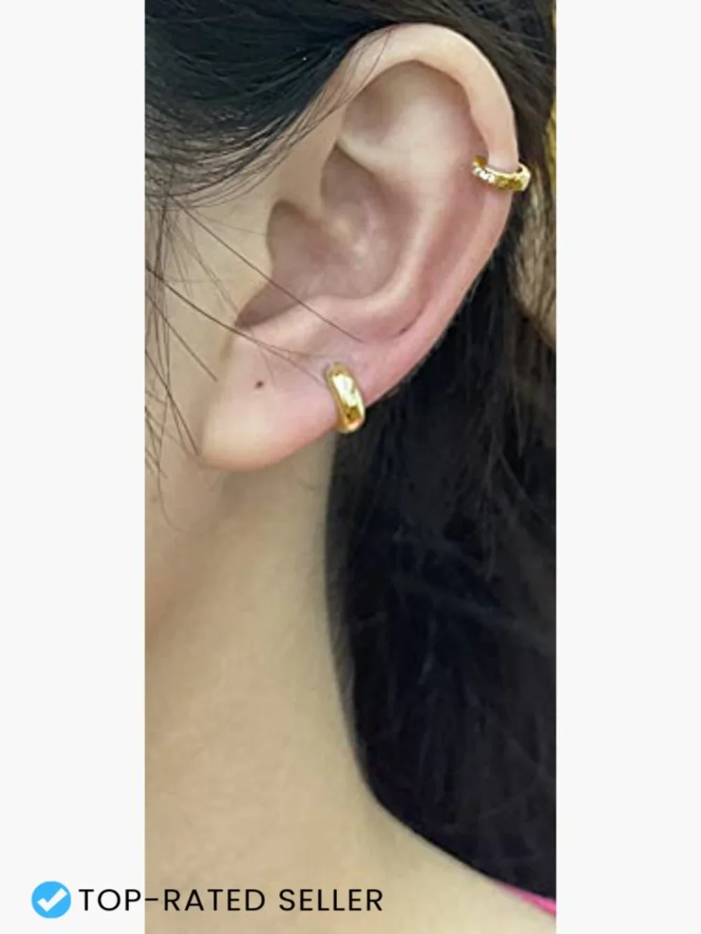 Thick Chunky Cuff Huggie Small Hoop Earrings Sleeper Helix Piercing